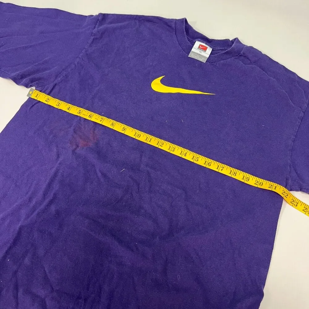 Vintage Nike Center Swoosh Long Sleeve Shirt Purple Yellow XL Y2K Team Tag Mens